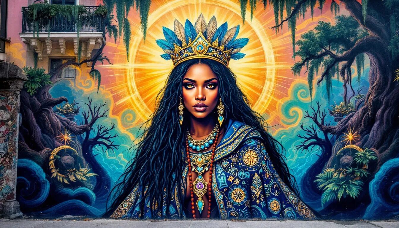 A mystical representation of Marie Laveau, the Voodoo Queen of New Orleans.