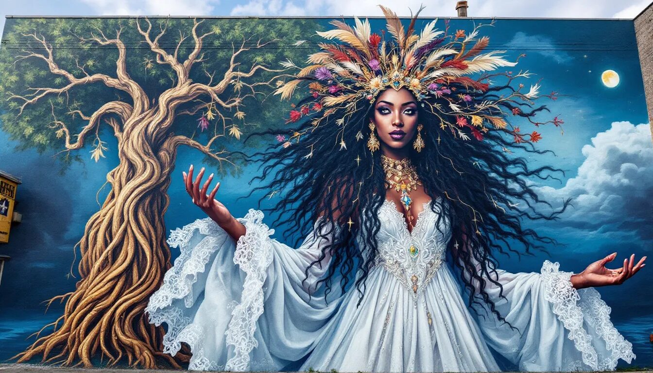 An artistic representation of the legacy of Marie Laveau in popular culture.