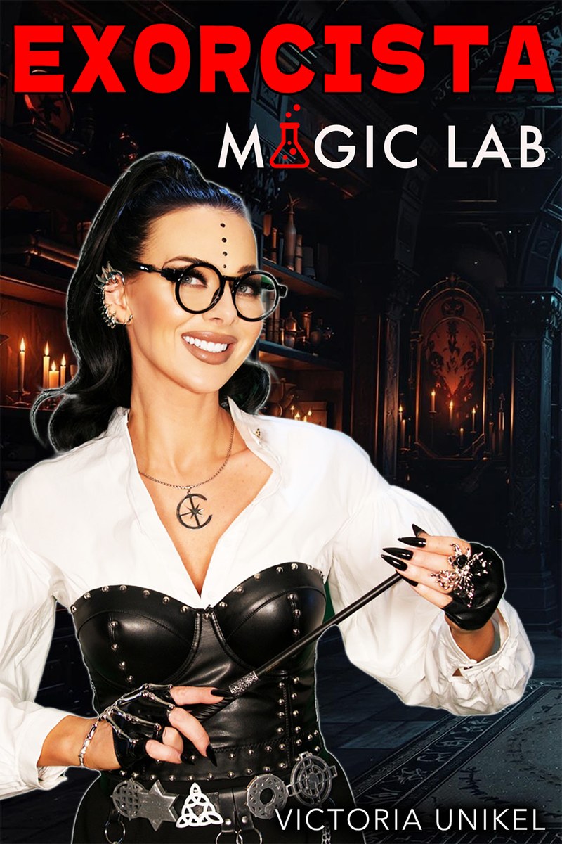 EXORCISTA: Magic Lab — Victoria Unikel as the Exorcista, lab glasses, silver moon pendant