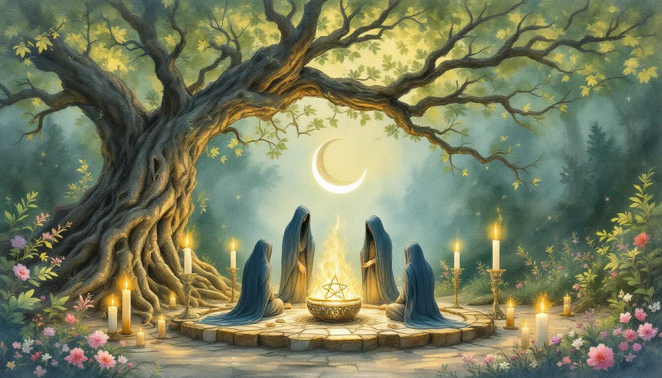 Nature elements incorporated into witchcraft rituals, symbolizing the connection with the earth.